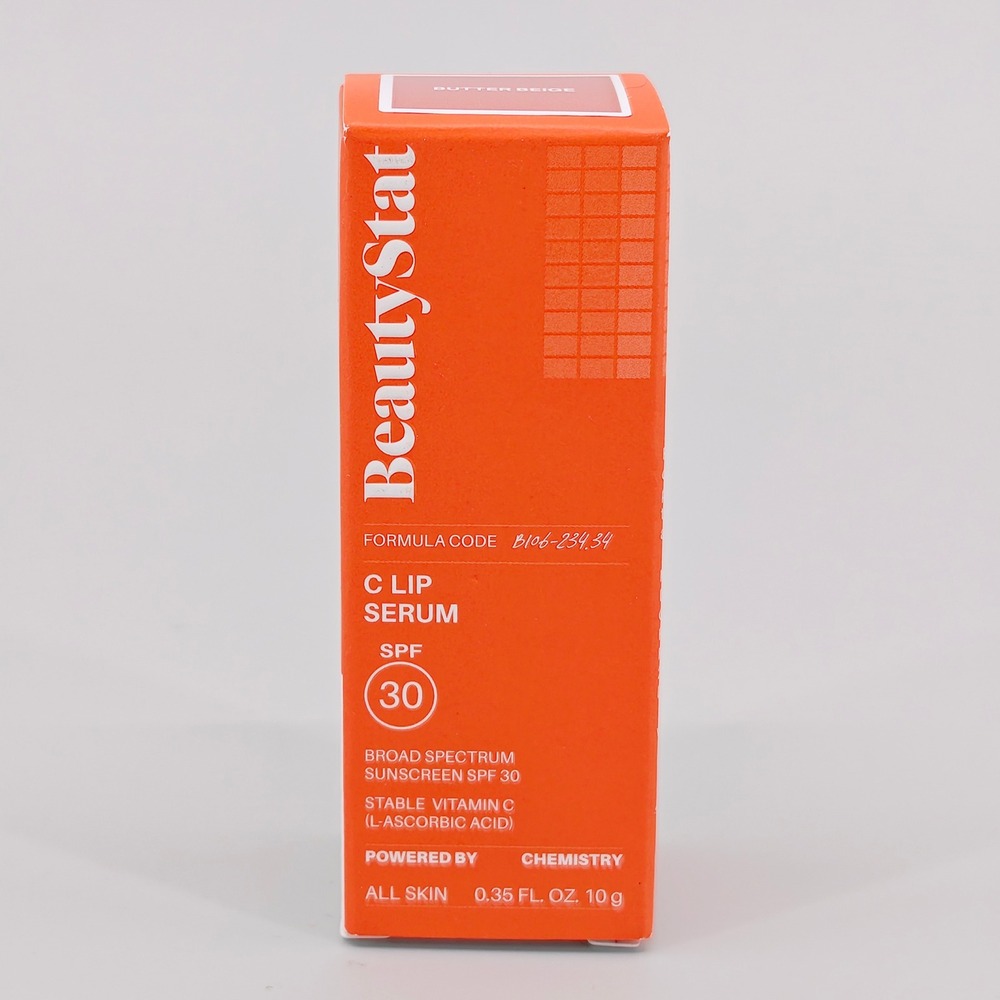 BeautyStat C Lip Serum SPF 30 Butter Beige Vitamin C Mineral Sunscreen 0.35oz